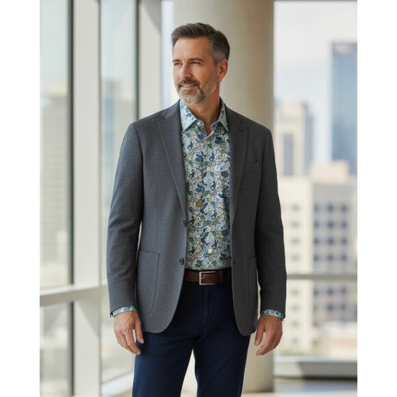 Alan Flusser Men's Blue Paisley Long Sleeve Button Down Size XXL - Picture 2 of 5